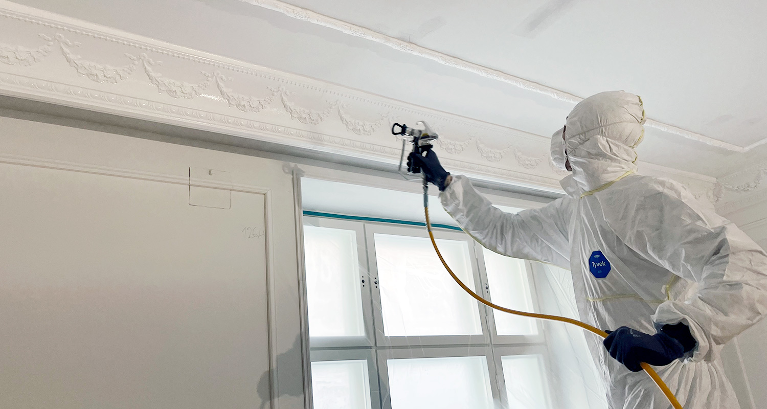 Testissä kerrostalohuoneiston maalauksessa Wagner-kalvoruisku mallia SF 21 Pro HEA, tuotetta myy K-Rauta