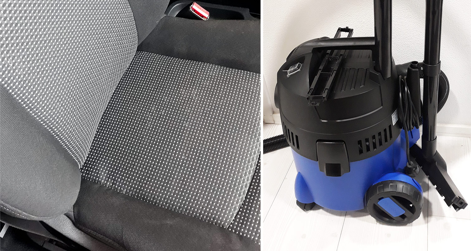 Lopputulos auton istuimen imuroinnin jälkeen