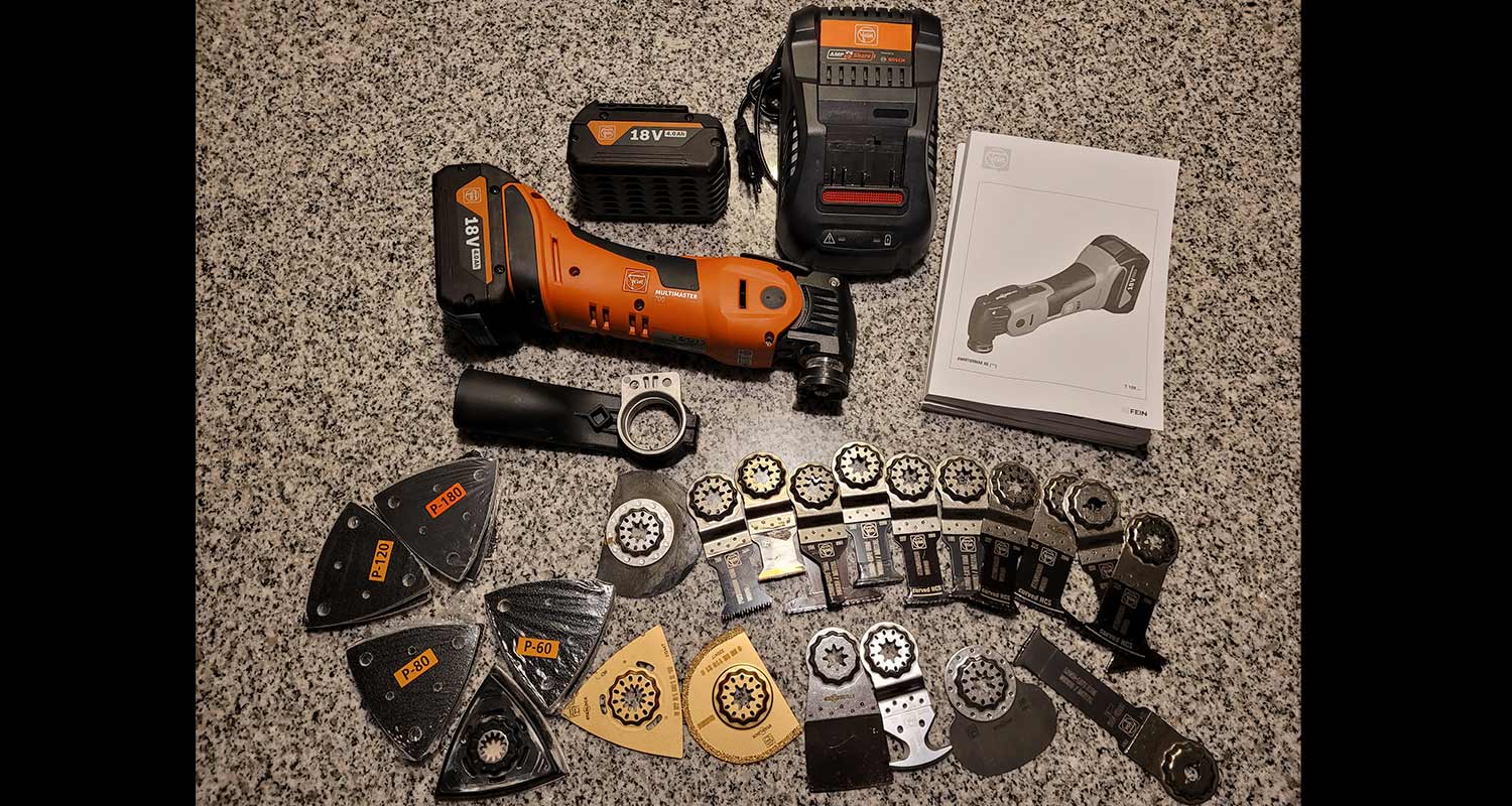 Kivassa akkumonitoimikone FEIN AMM 700 Max Top AmpShare 2x4,0Ah tarvikkeilla, tuote myynnissä K-Raudassa