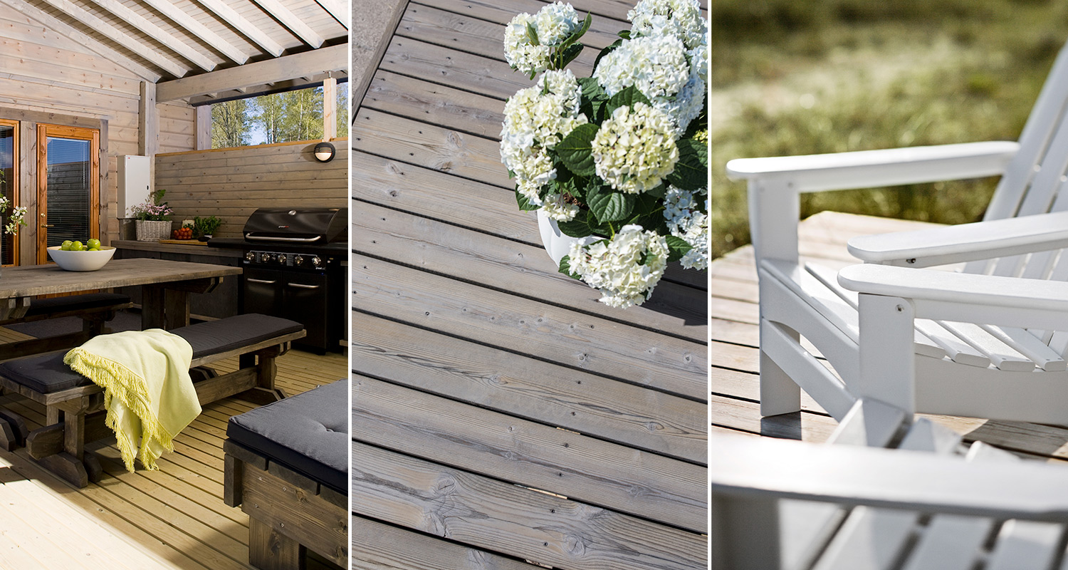 Harmaaksi öljytty terassi