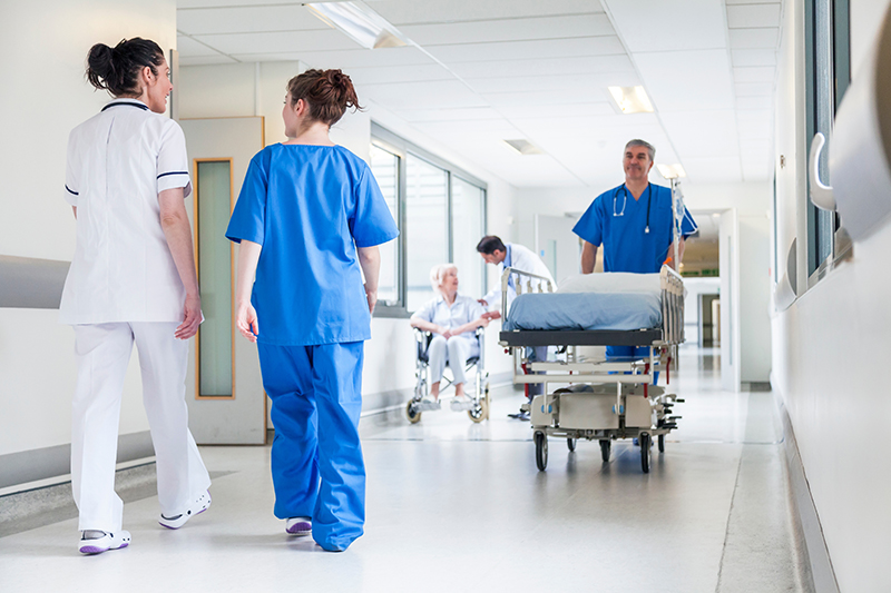 Nurses walking in hospital