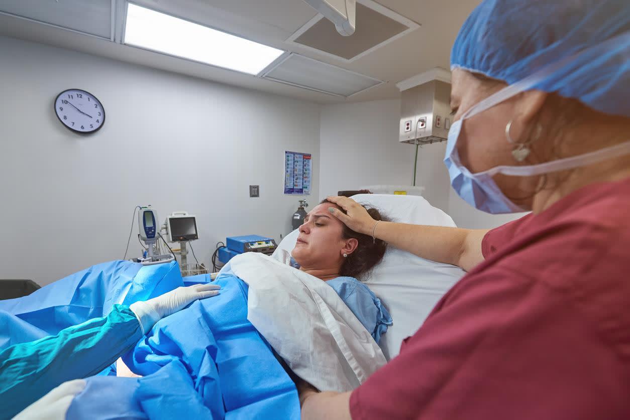 Labor and Delivery Nurse in the hospital giving birth