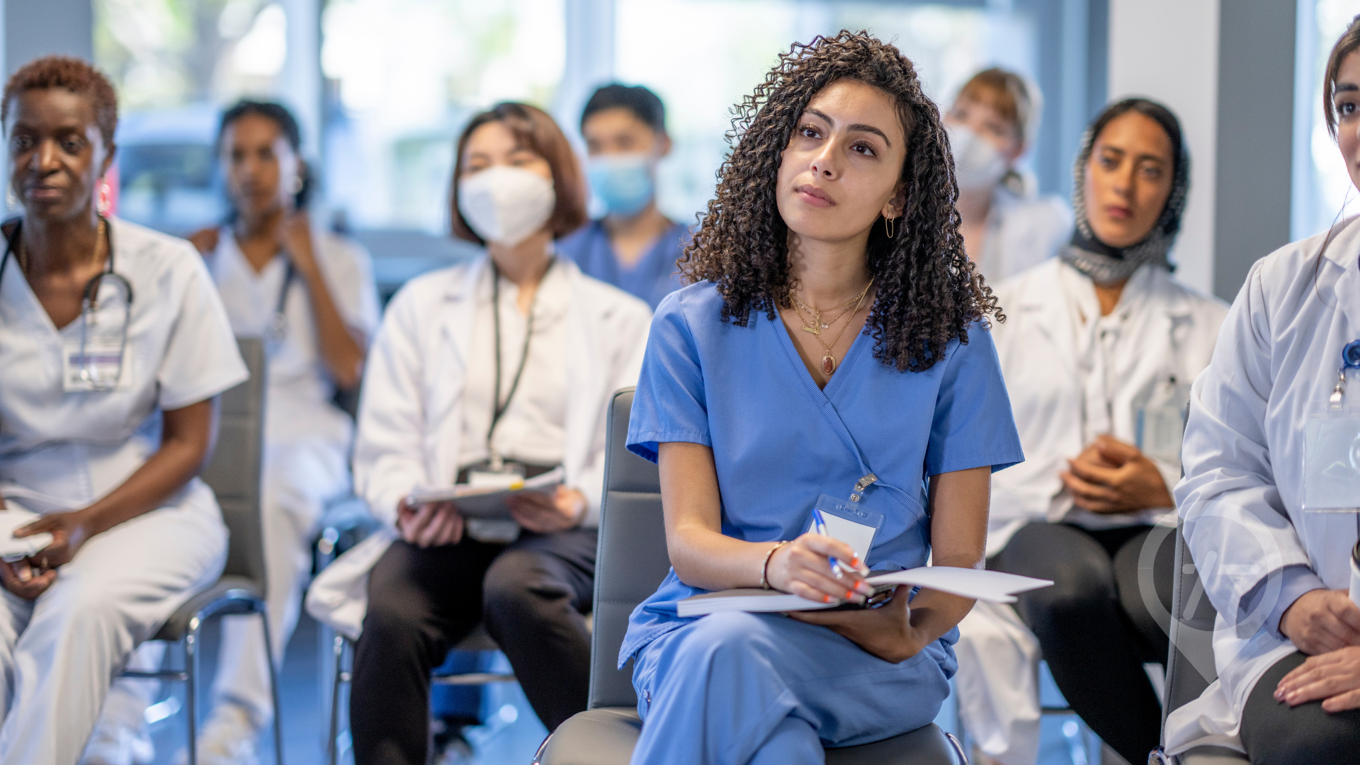 Per diem nurse attending orientation session at hospital