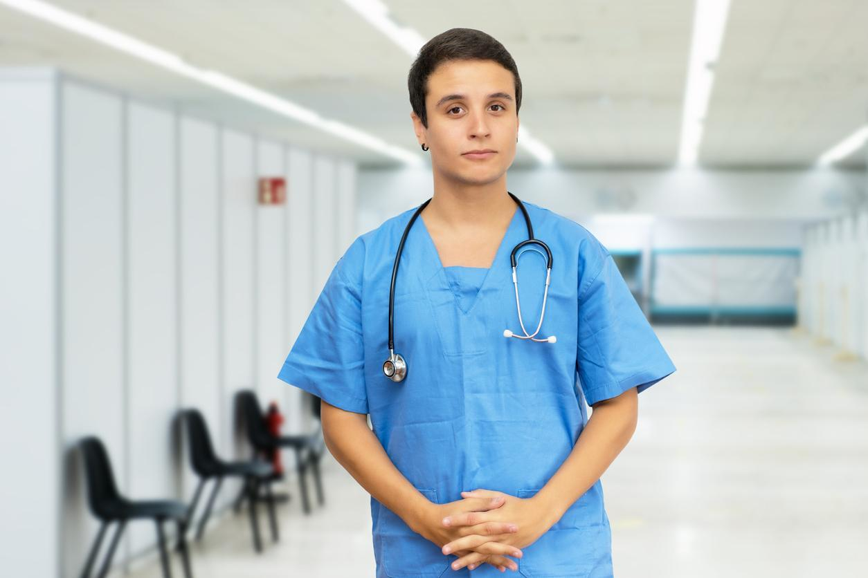 Nurse administrator standing inside a hospital