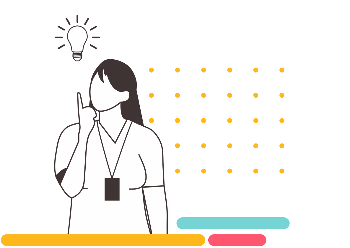 An illustration of a nurse with a lightbulb over her head.