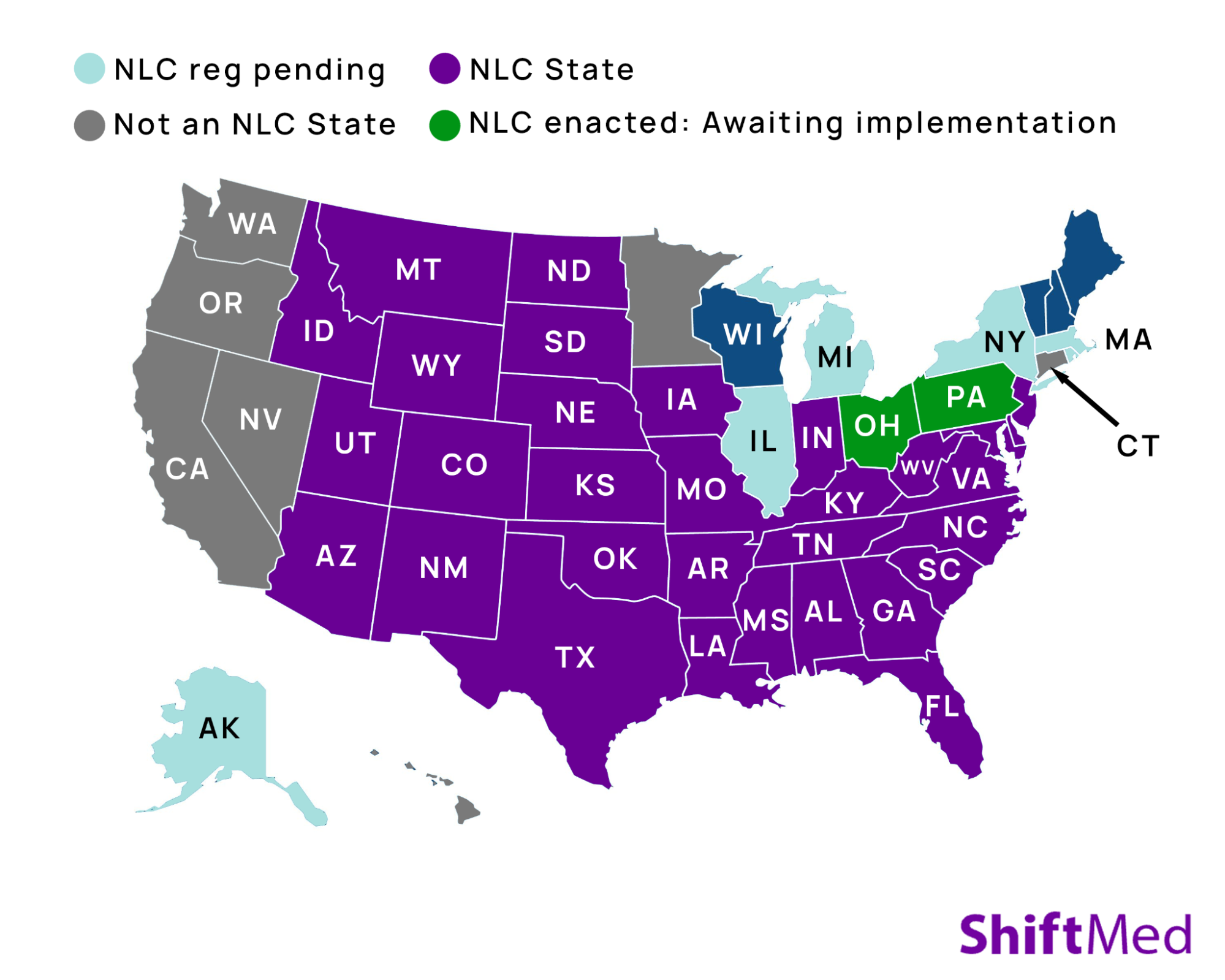 Compact nursing states by ShiftMed