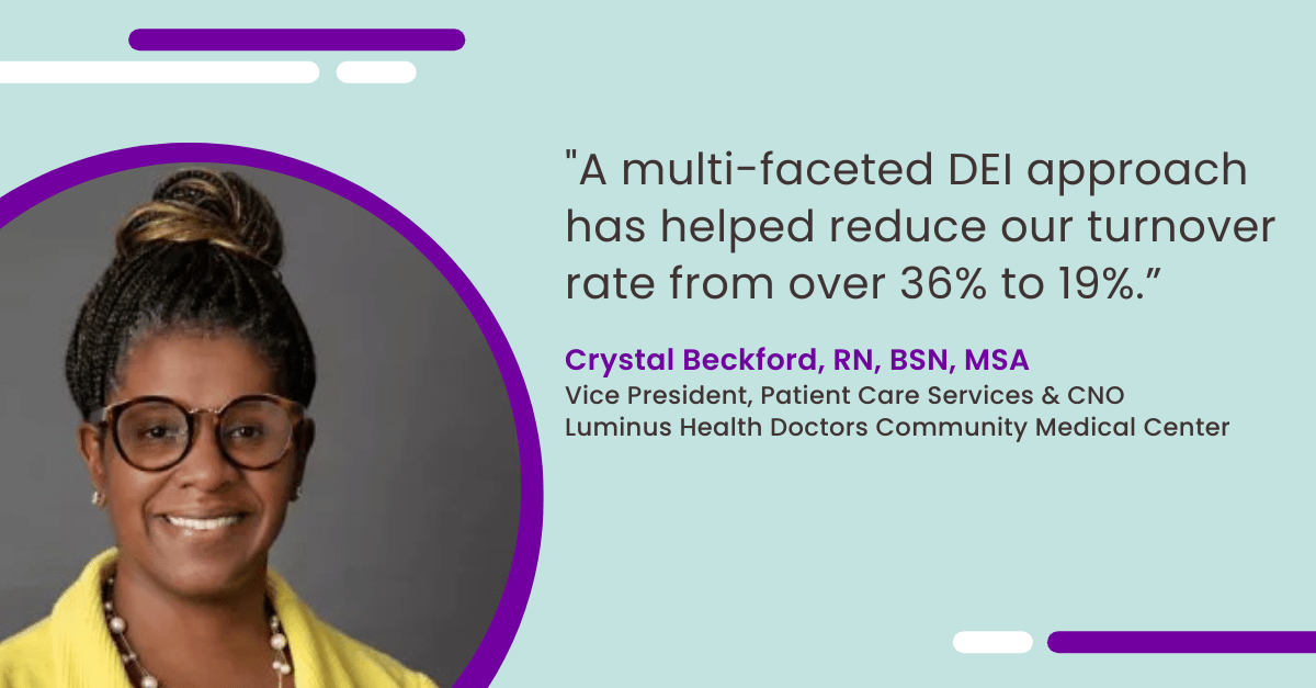 An image of Crystal Beckford, CNO at Luminis Health Doctors Community Medical Center.  