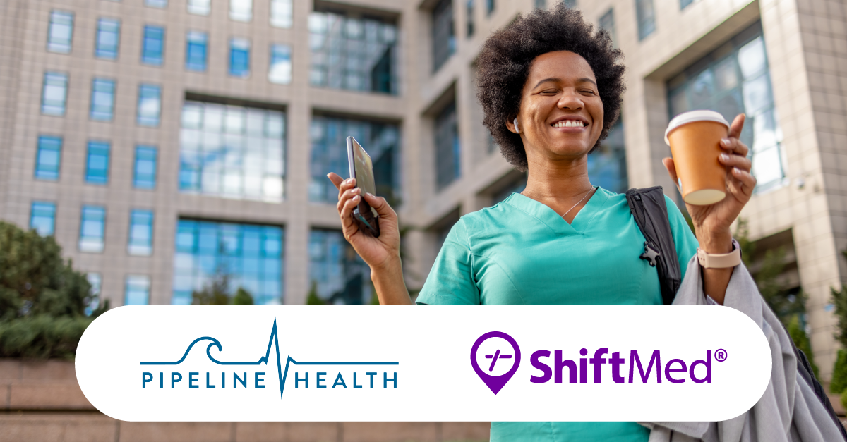 African American nurse listening to music with her headphones while holding her phone and coffee, smiling closing her eyes.