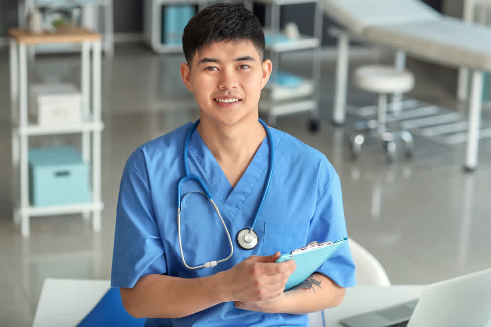 Nurse clinician holding a folder