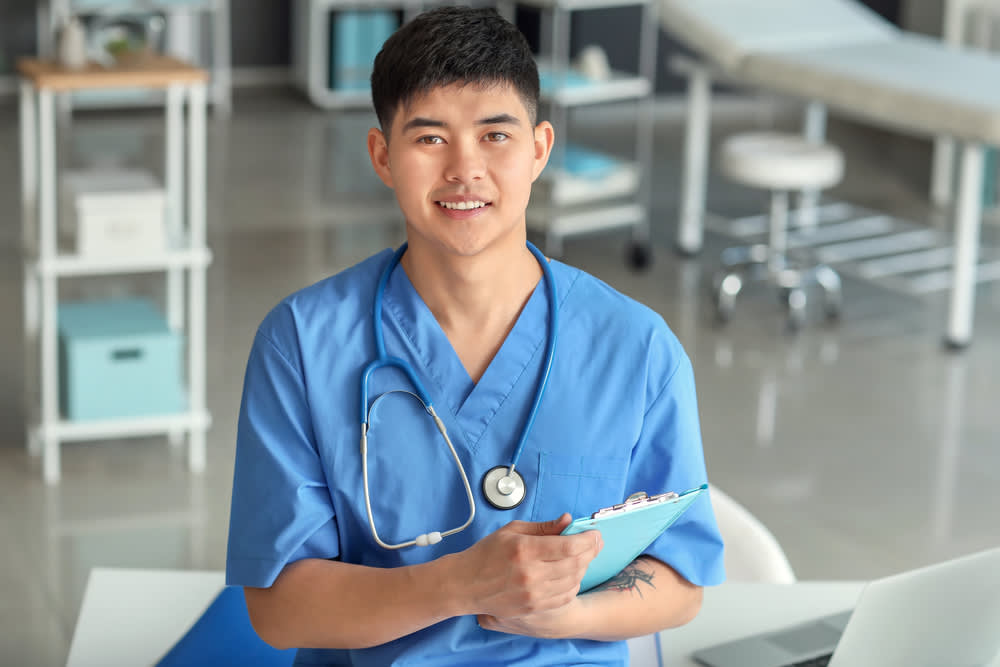 Nurse clinician holding a folder