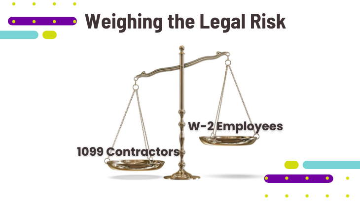 Scale weighing legal risk