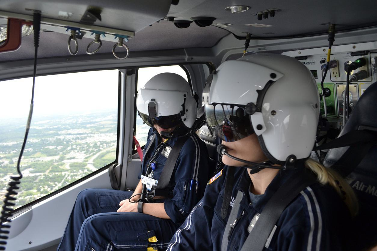 Flight Nurses in a helicopter 