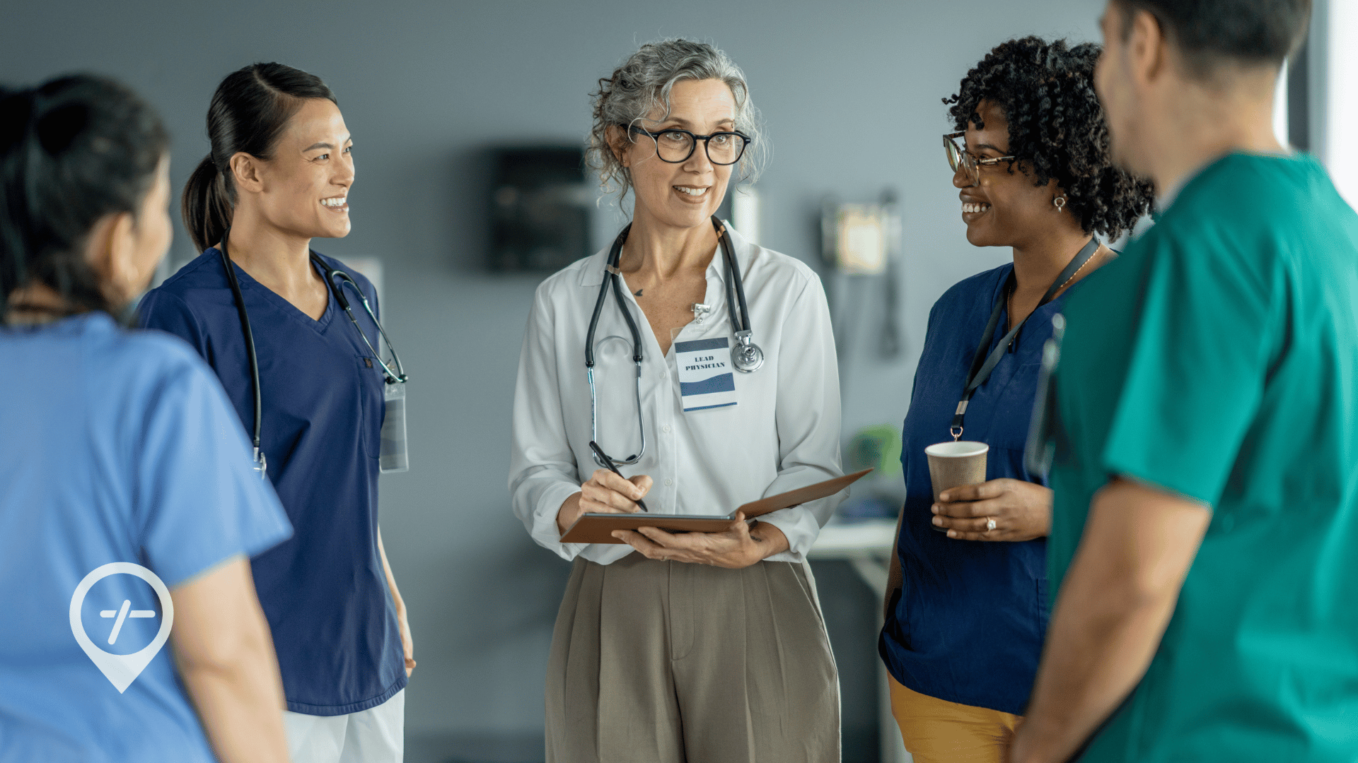 A Chief Nursing Officer speaking with hospital nursing staff about workforce planning and nurse retention strategies.
