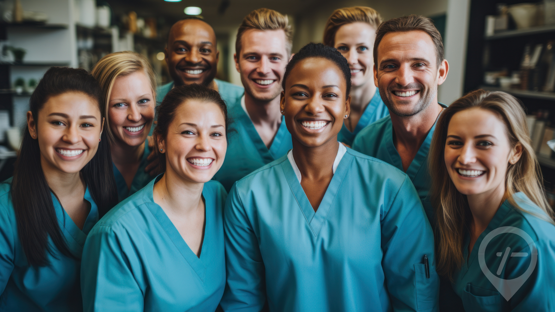 Group of w-2 float pool nurses smiling at camera