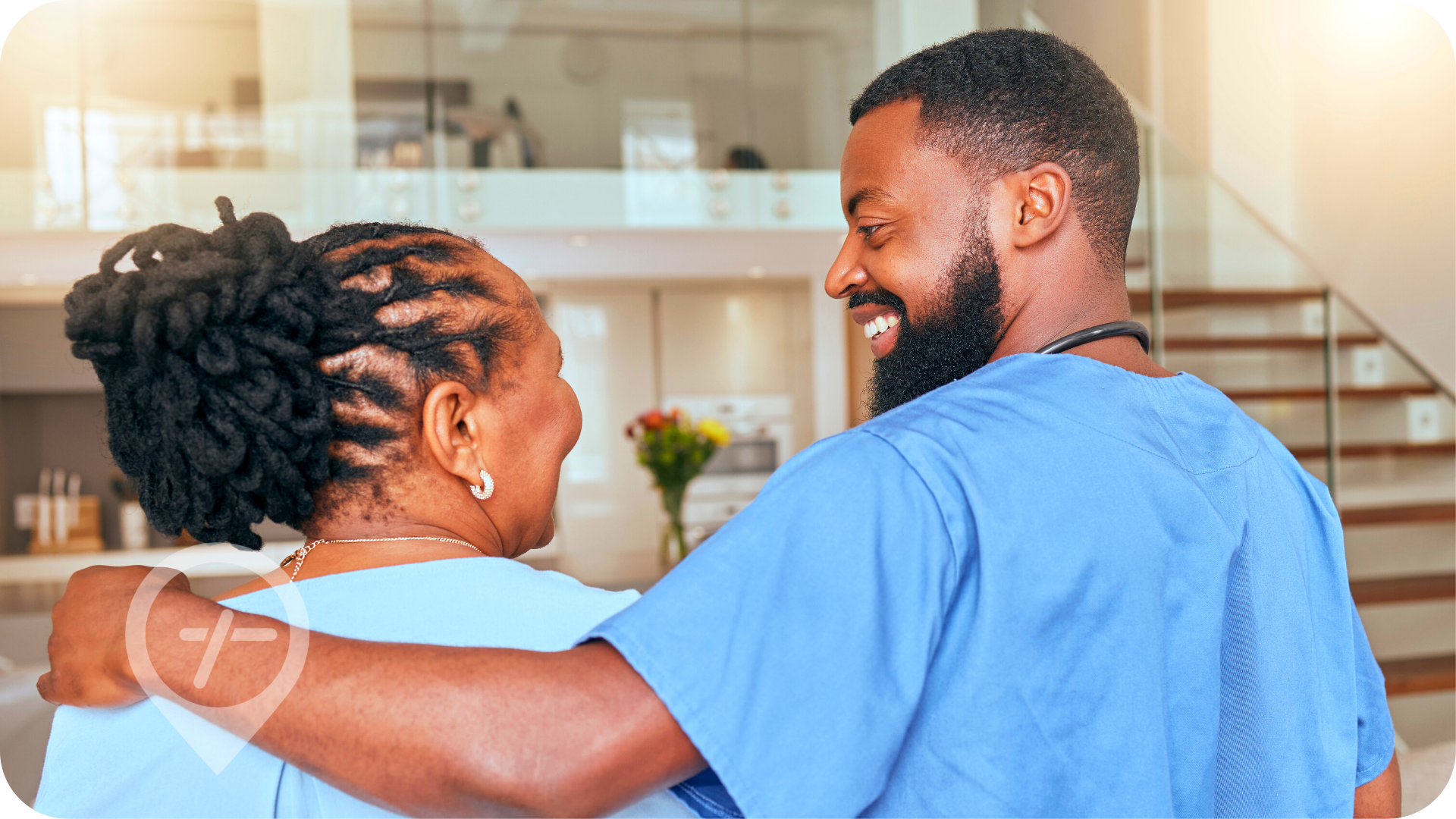 African American male nurse supports fellow nurse.