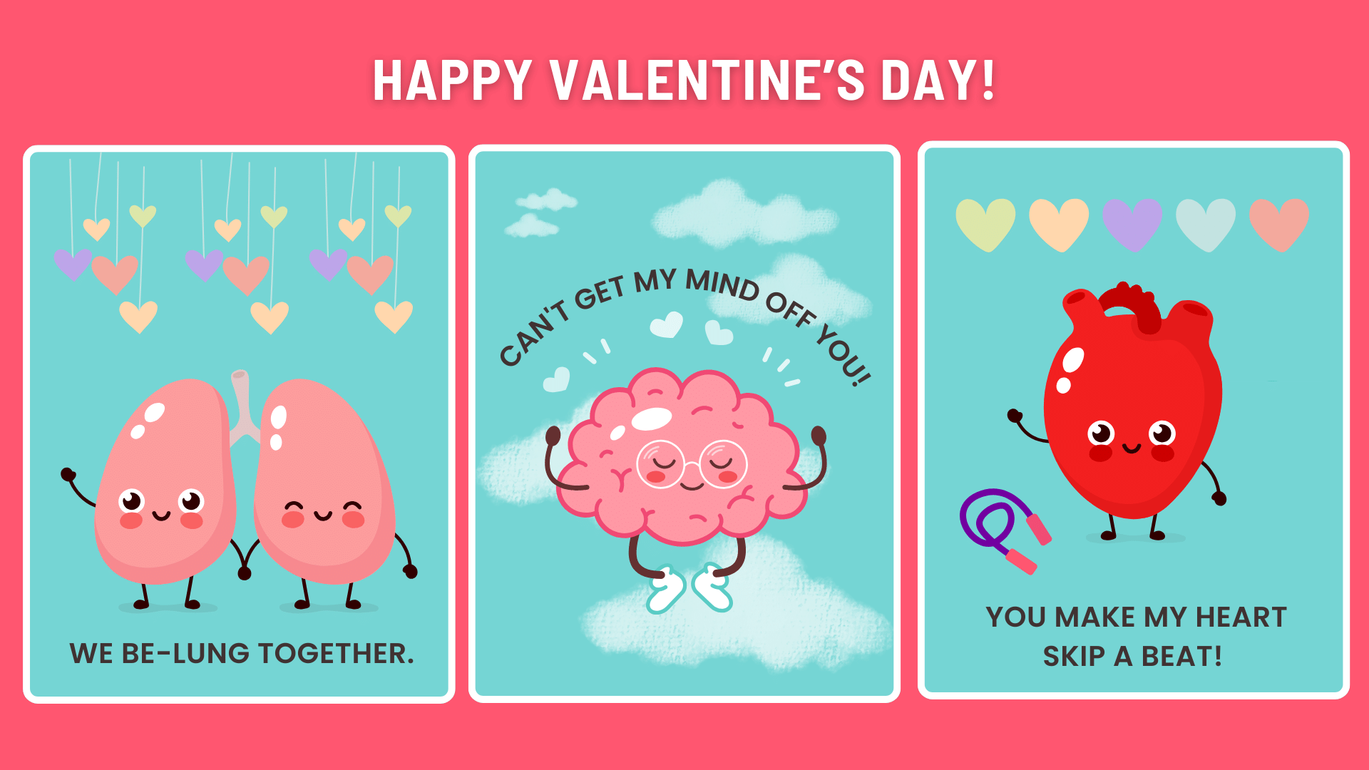 A series of cute Happy Valentine's Day cards for nurses. 