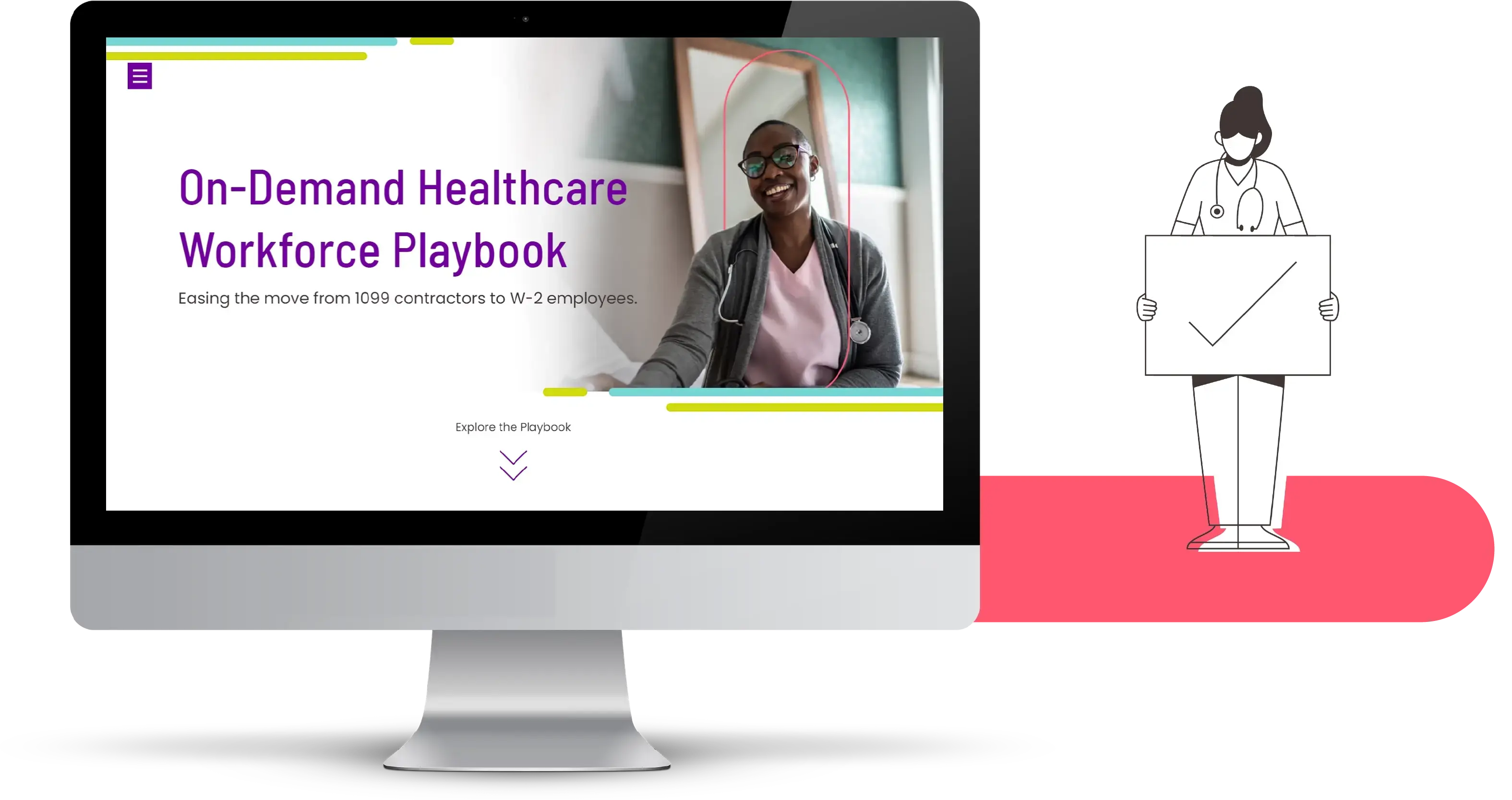 Computer screen with ShiftMed's On-Demand Healthcare Workforce Playbook