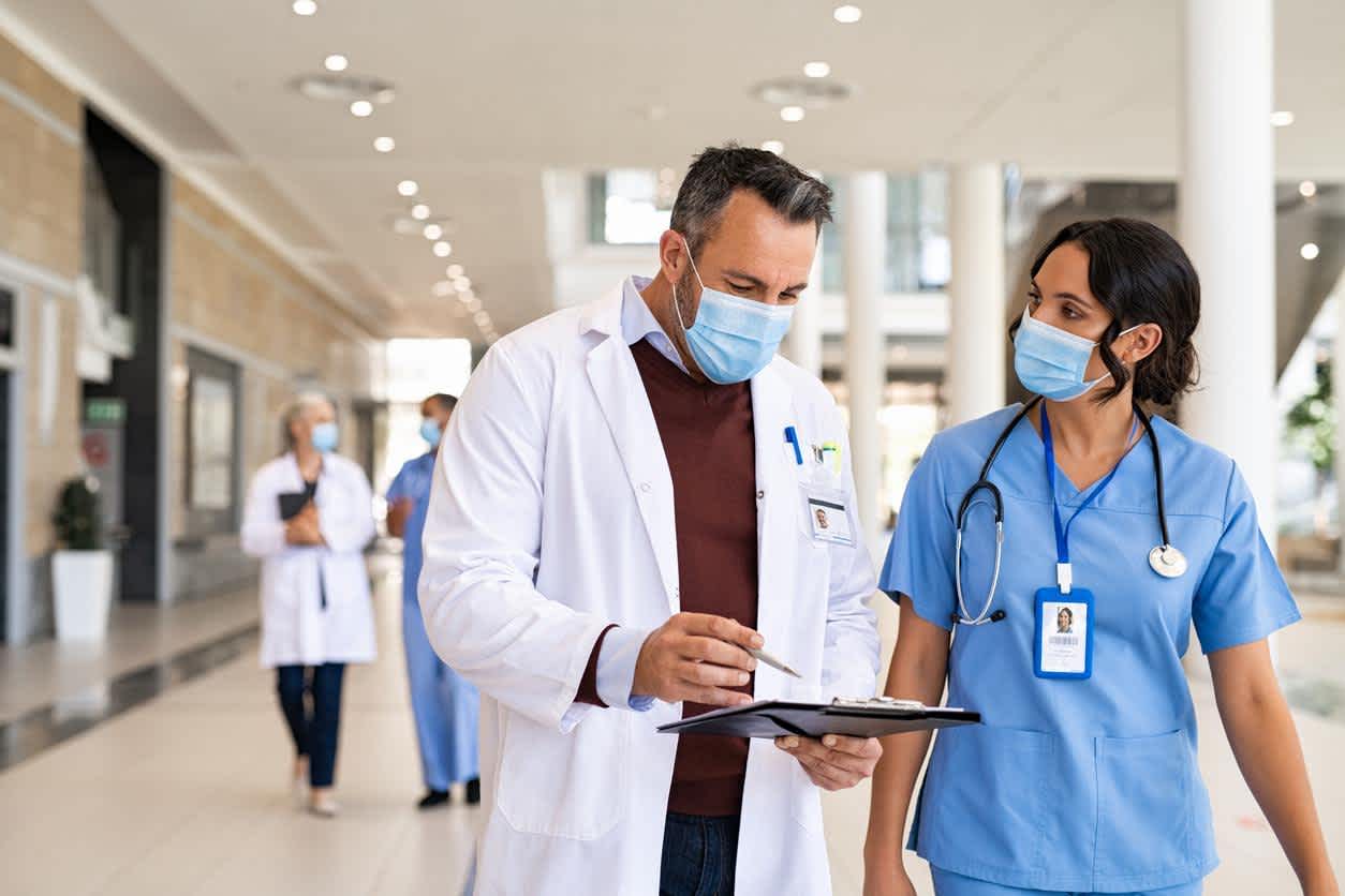 Nurse and doctor working together in the hospital