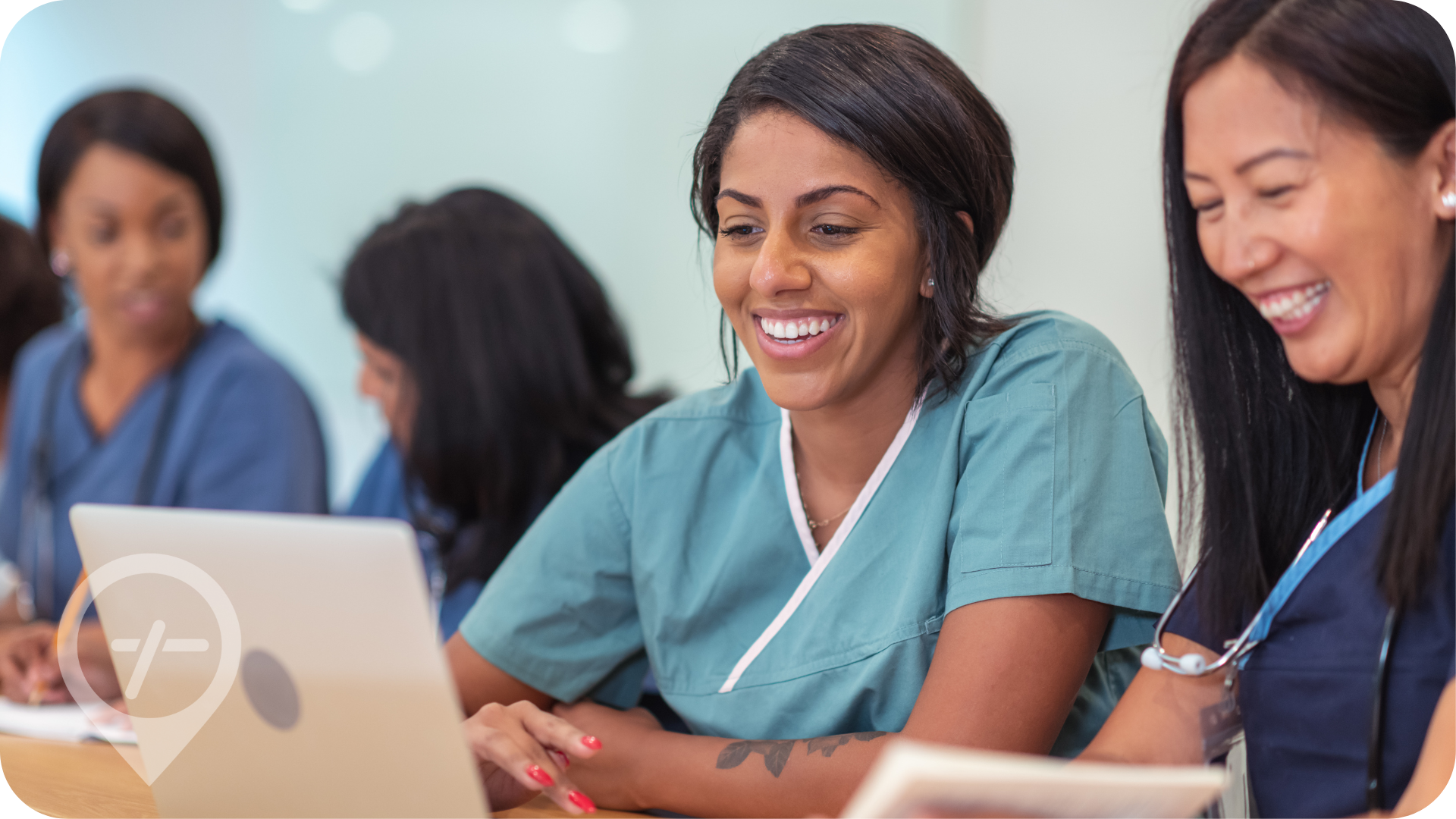 Diverse group of nurses work together on upskilling initiative