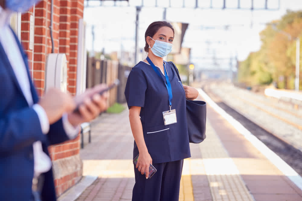 Public health nurse traveling to work