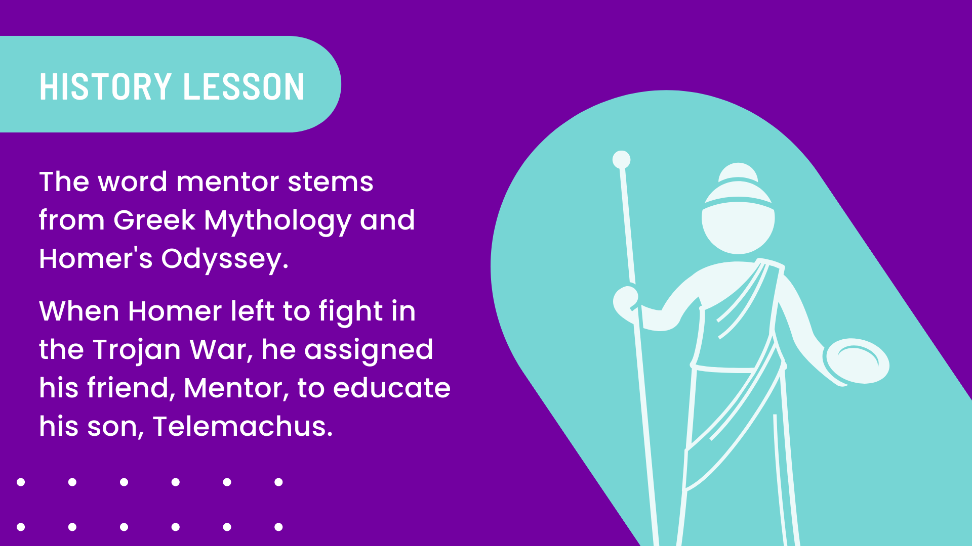 An illustration that explains how the word "mentor" stems from Greek Mythology and Homer's Odyssey.