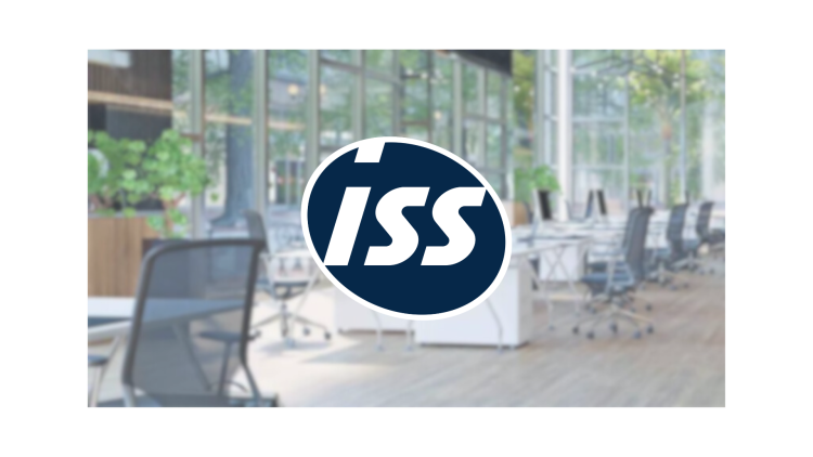 Office with desks and ISS logo. 