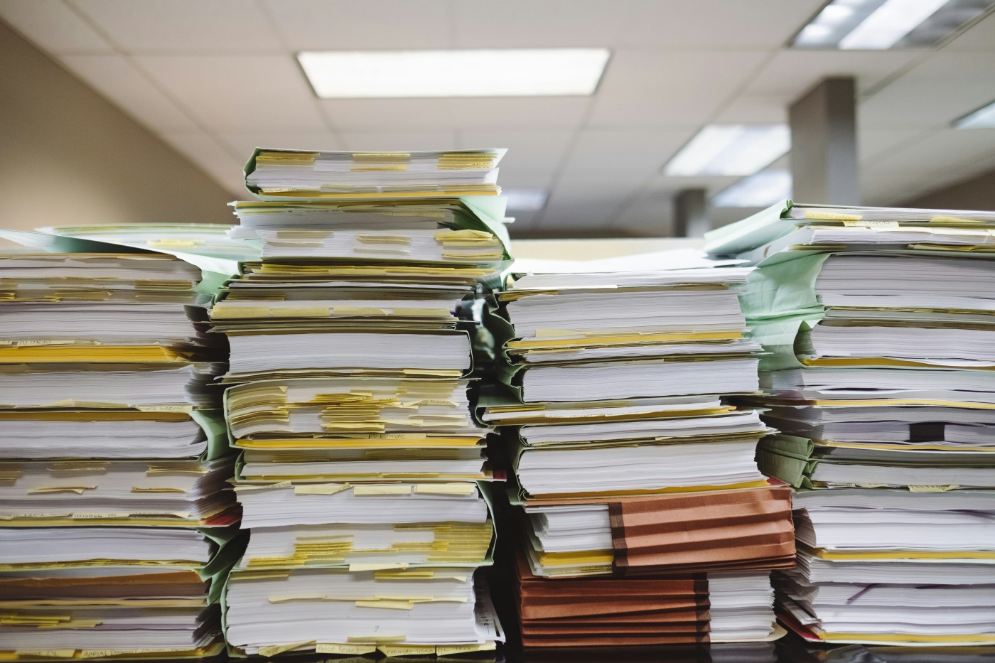 Stacks of paperwork and documents