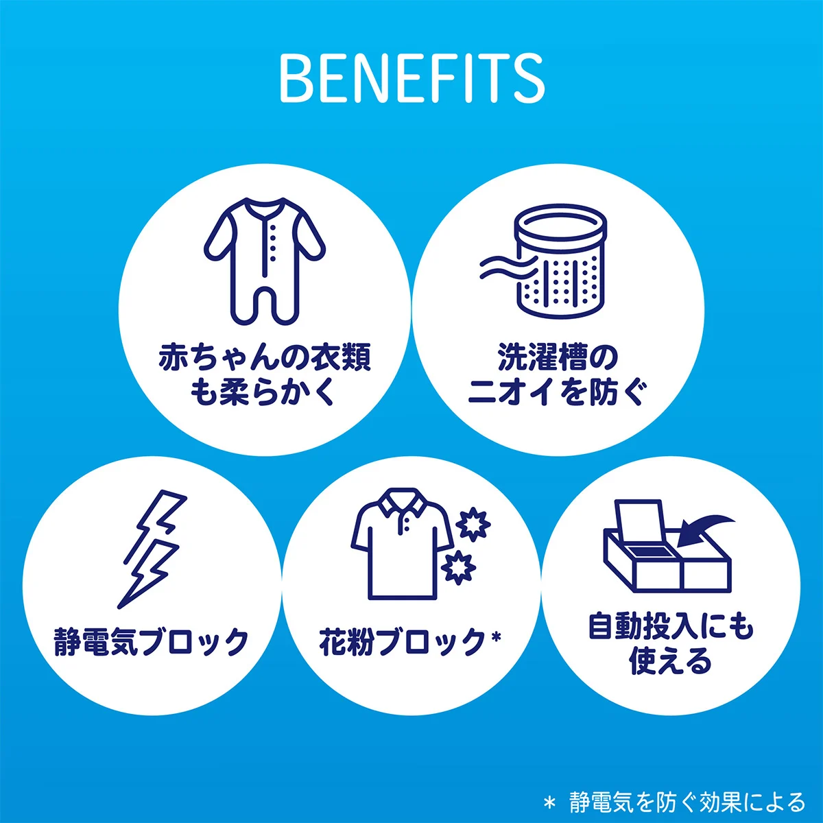 BENEFITS 赤ちゃんの衣類もやわらかくなど