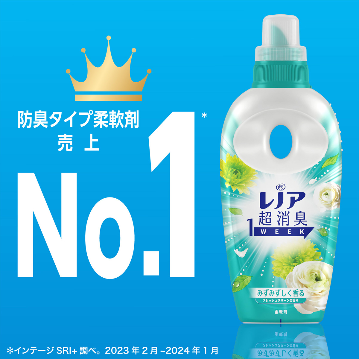 レノア超消臭1WEEK 部屋干し用 おひさまの香り｜ニオイ化学変化で無臭化する柔軟剤