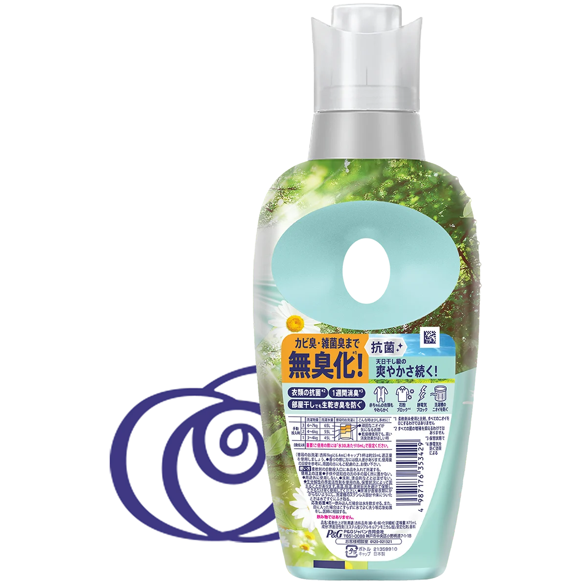 レノア超消臭 部屋干し用 おひさまの香り 裏面