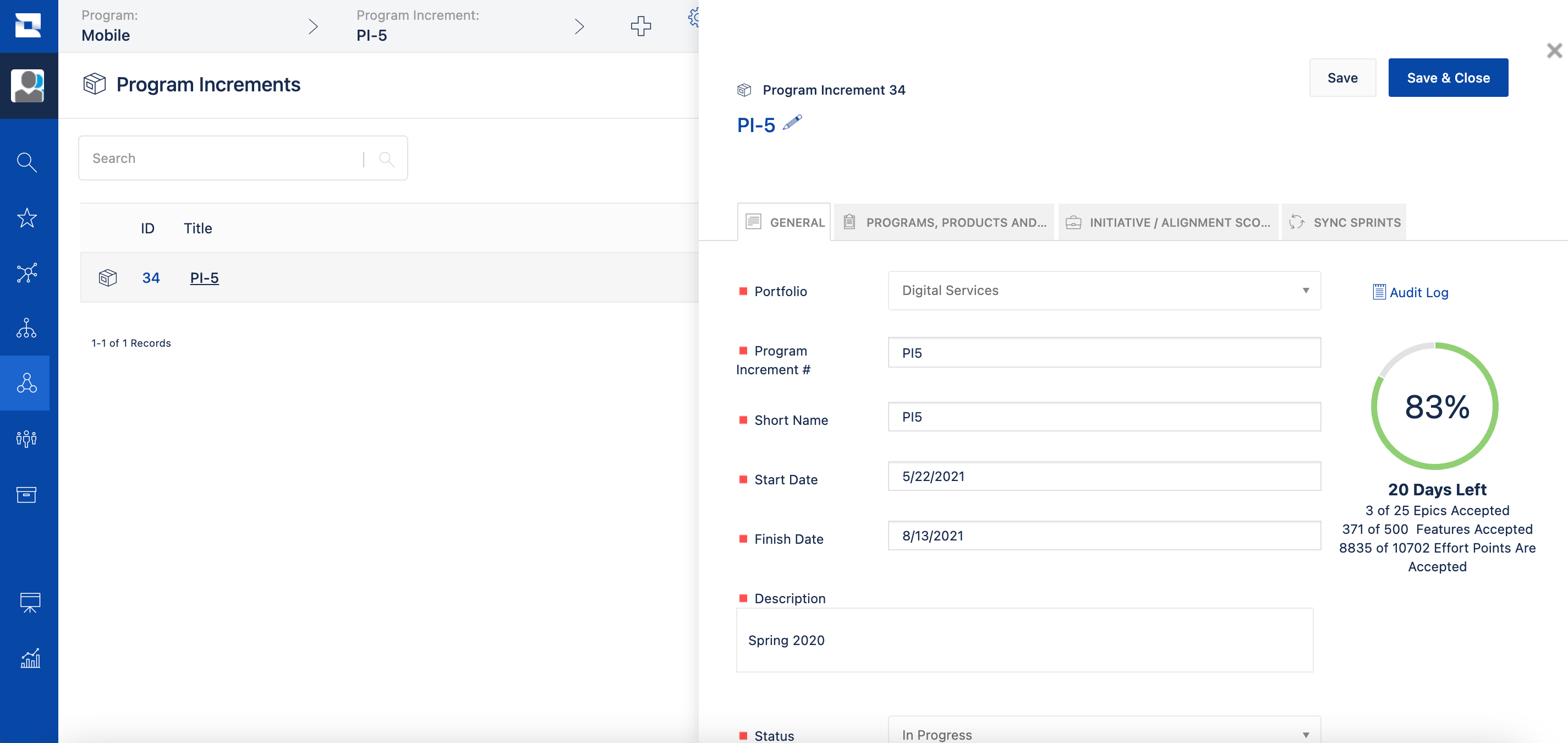 How to create a planning increment