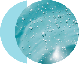  Water drops on the light blue background.