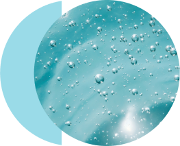  Water drops on the light blue background.