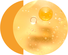  Bubbles floating in clear yellow liquid.