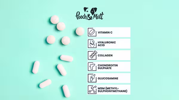 A Pooch & Mutt table of ingredients in our Joint Pills