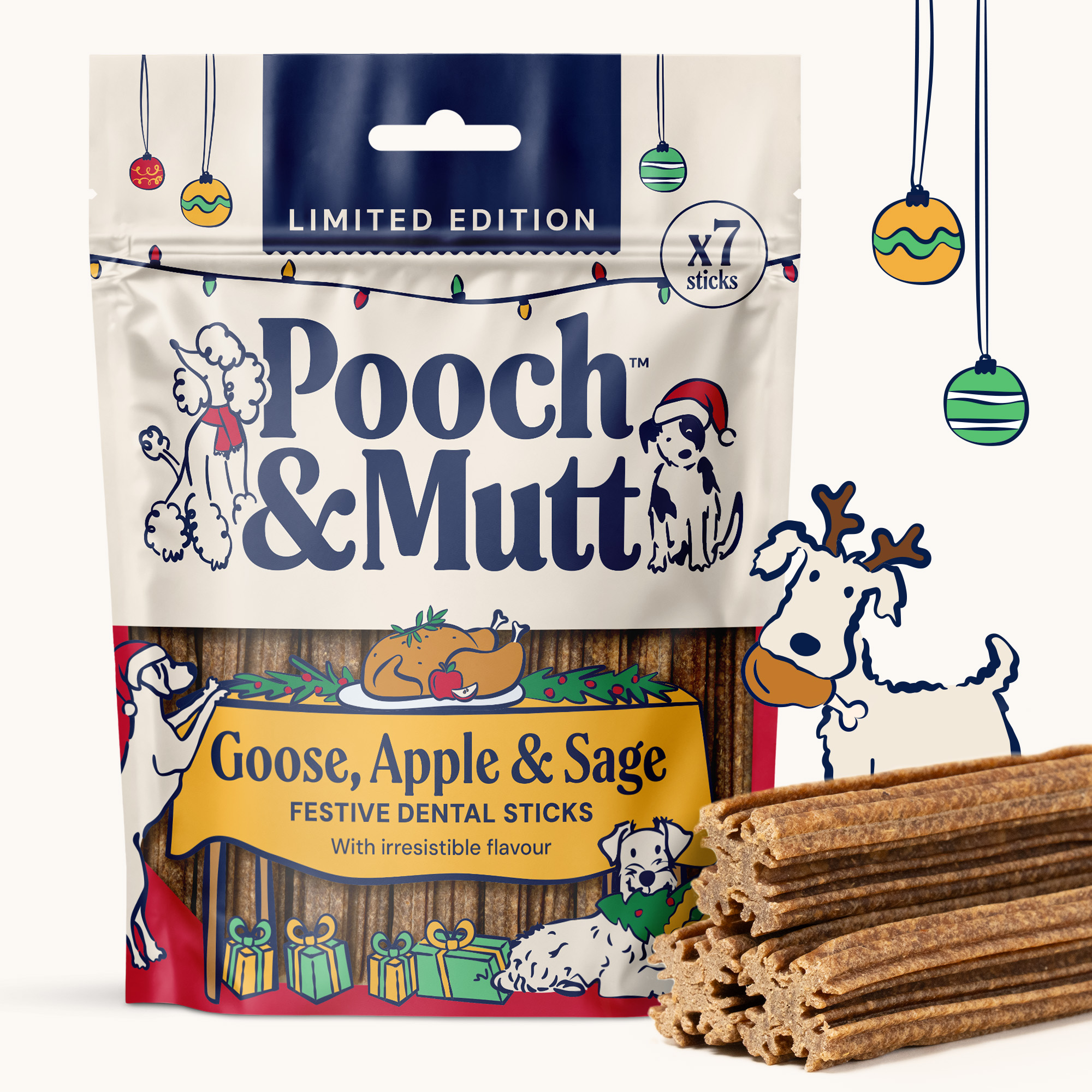 Christmas Goose, Apple & Sage Dental Sticks For Dogs
