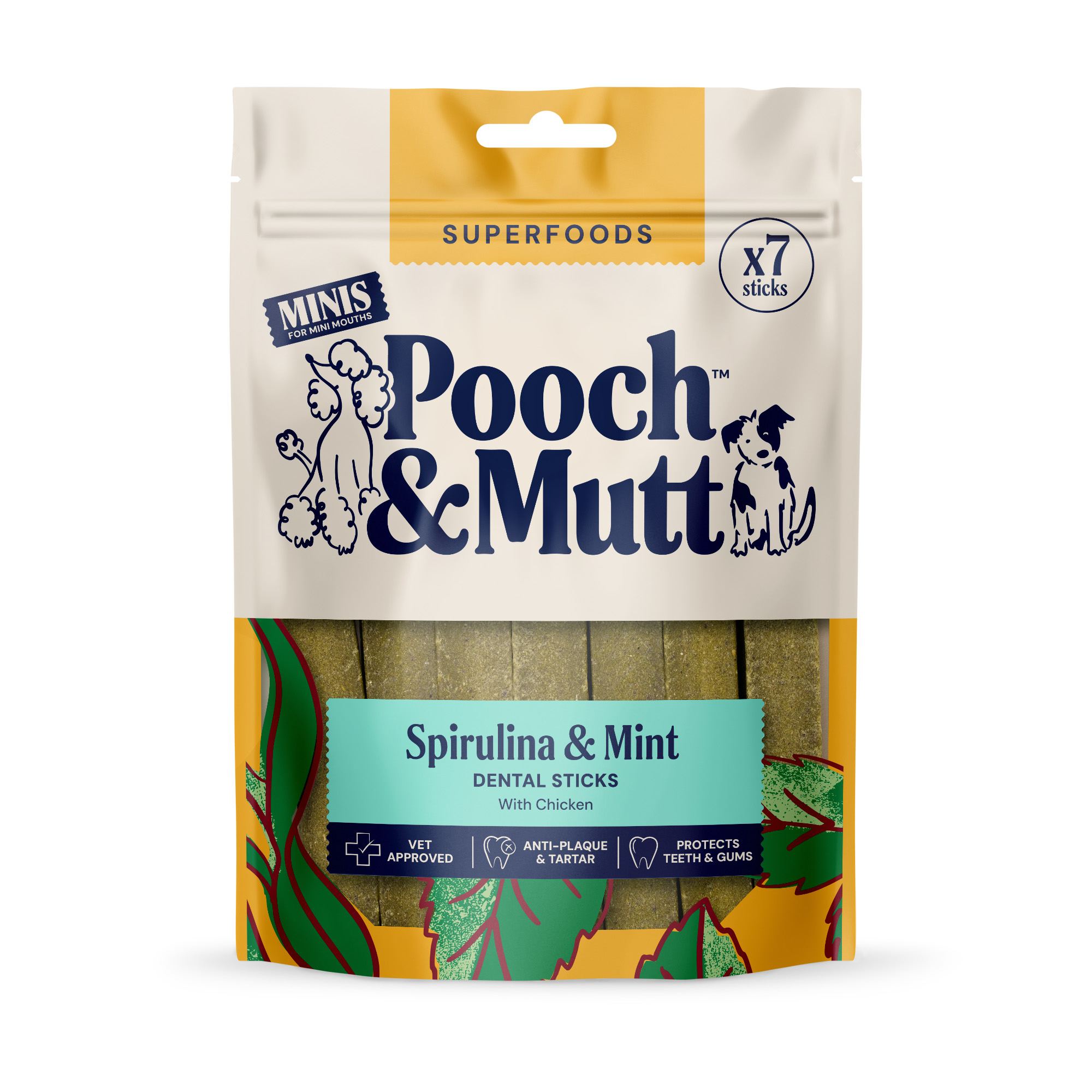 Pooch & Mutt Spirulina & Mint Dental Sticks For Dogs