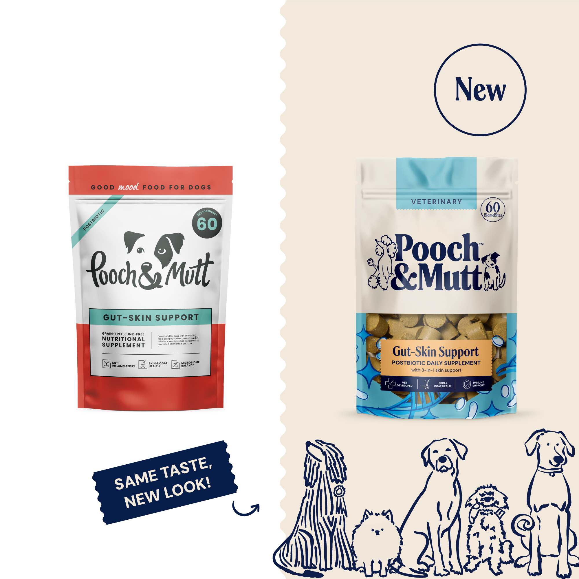 P&M NEW vs OLD SUPPLEMENTS VETERINARY GUT-SKIN SUPPORT