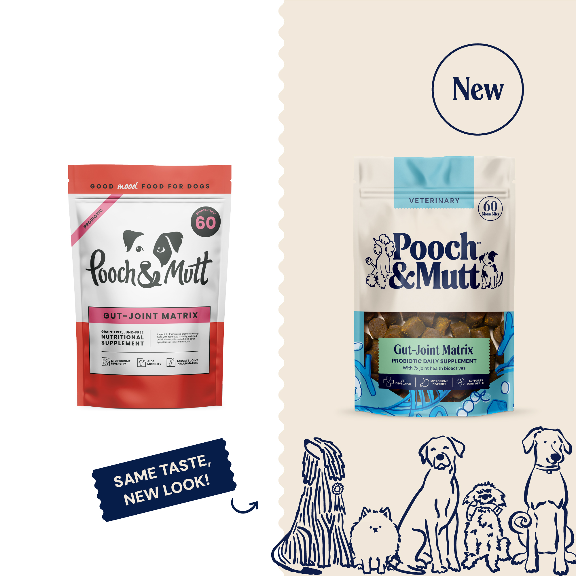 P&M NEW vs OLD SUPPLEMENTS VETERINARY GUT-JOINT MATRIX