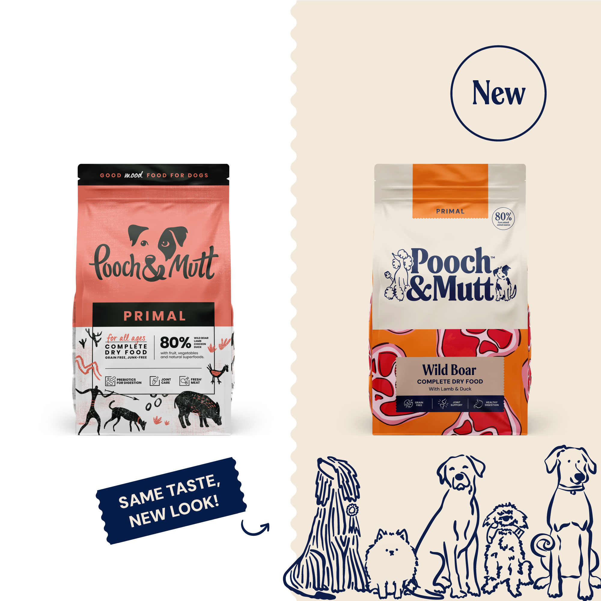 P&M NEW vs OLD DRY FOOD PRIMAL WILD BOAR 10 kg