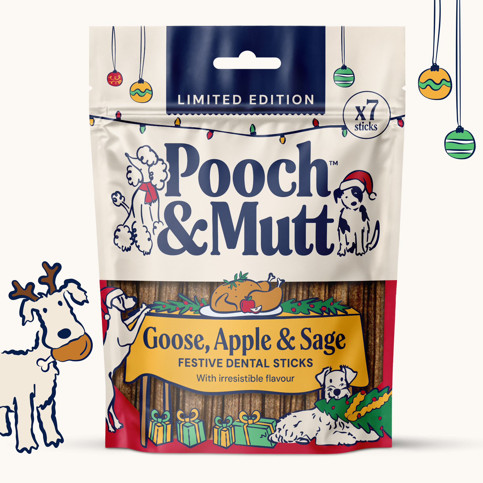 Christmas Goose, Apple & Sage Dental Sticks For Dogs