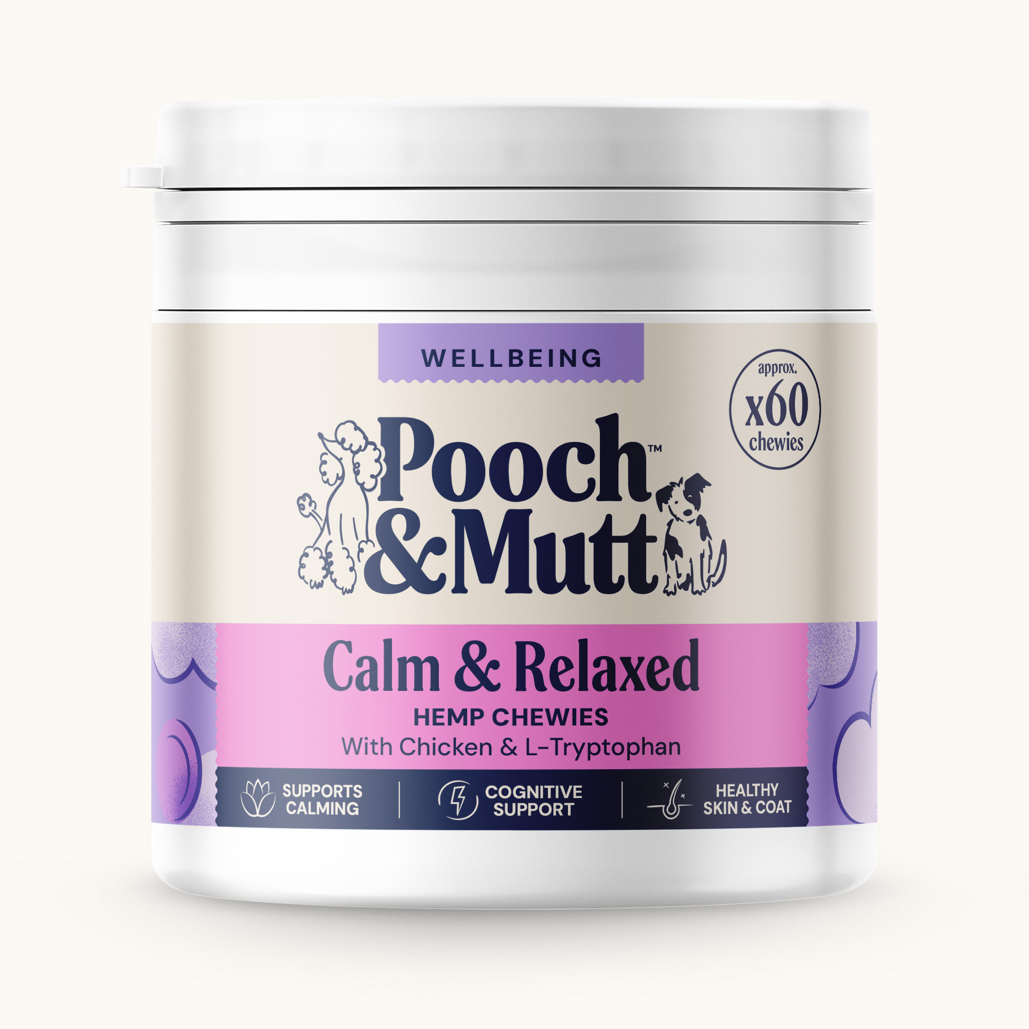 WELLBEING SUPPLEMENTS CALM & RELAXED HEMP CHEWIES 80g 2000x2000 WEB OP