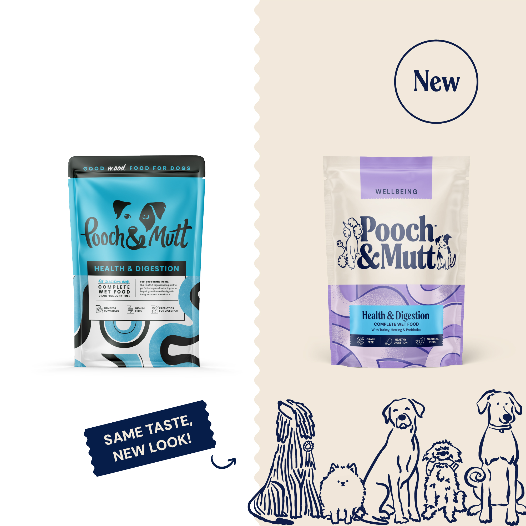 P&M NEW vs OLD WET FOOD WELLBEING HEALTH & DIGESTION