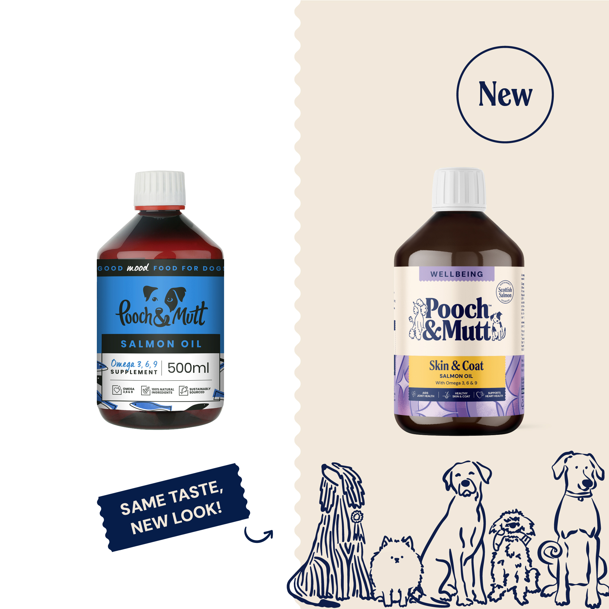 P&M NEW vs OLD SUPPLEMENTS WELLBEING SKIN & COAT SALMON OIL
