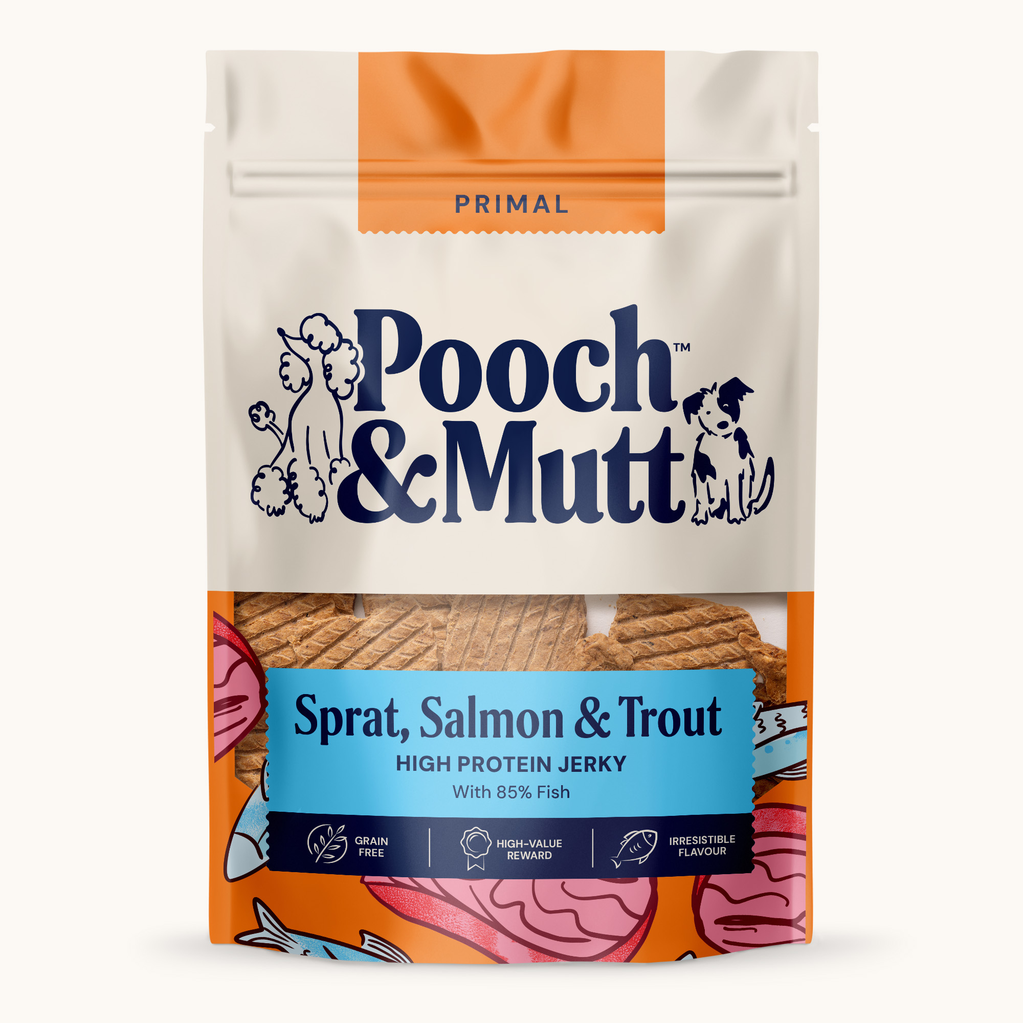 PRIMAL SPRAT, SALMON & TROUT JERKY 90g 2000x2000 WEB OP