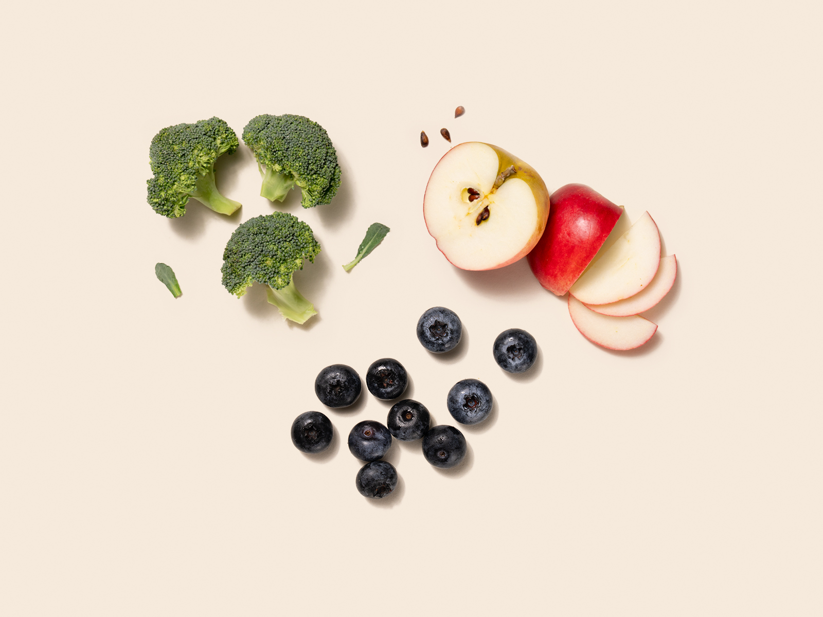 Broccoli, Blueberry, Apple