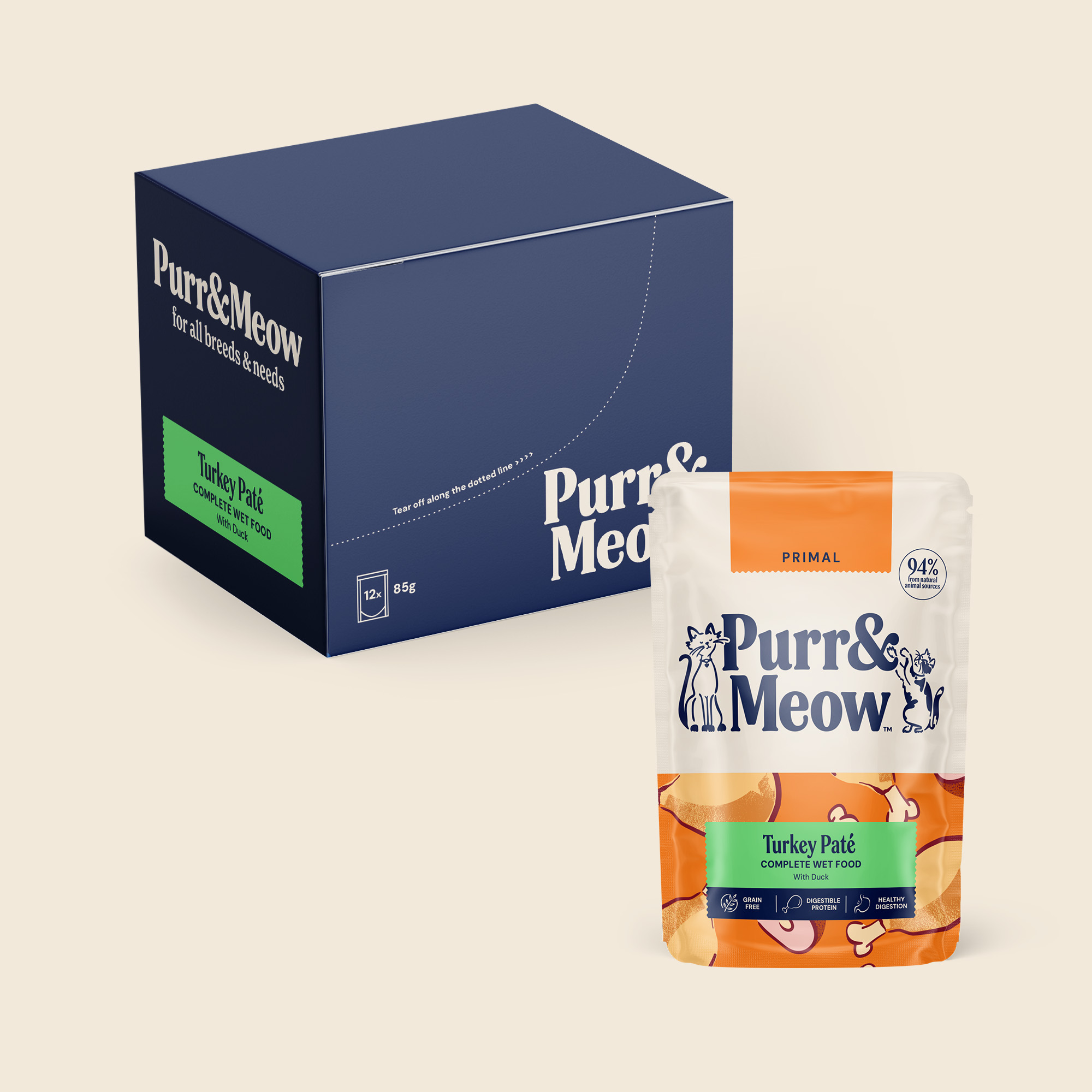 PRIMAL WET FOOD TURKEY PATE 85gx12 Cream 2000x2000