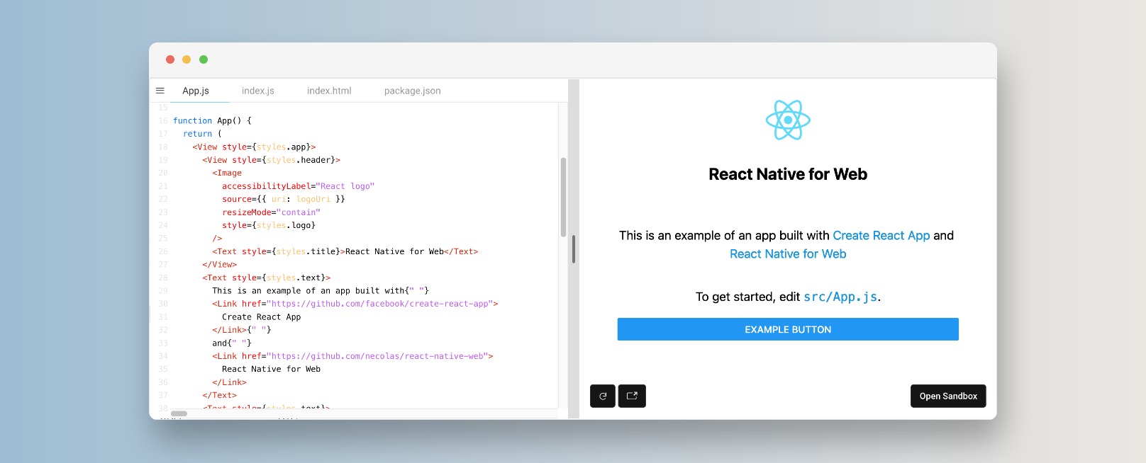 React Native Web Screenshot