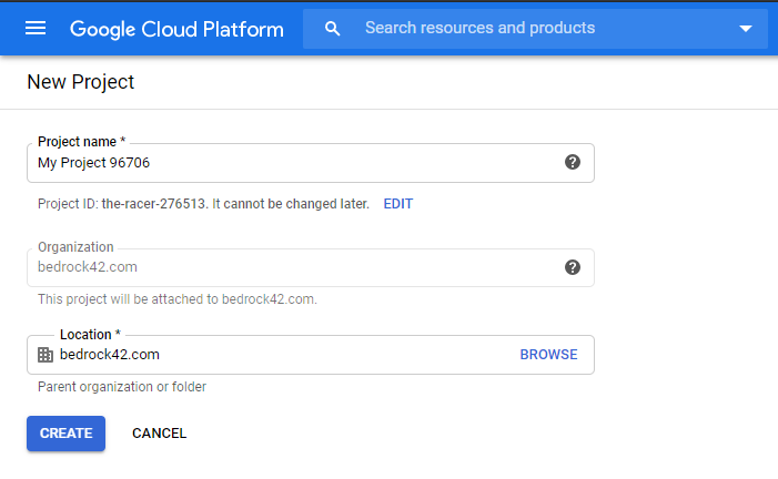New Google Cloud Project