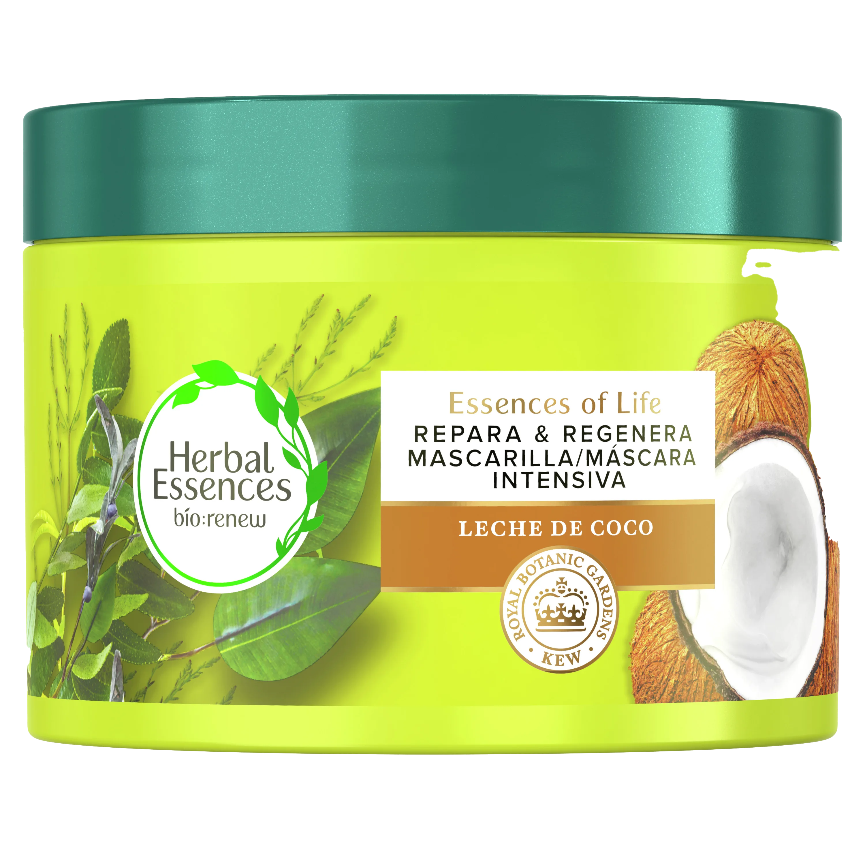 Herbal Essences Mascarilla Hidratante, sobre fondo gris.